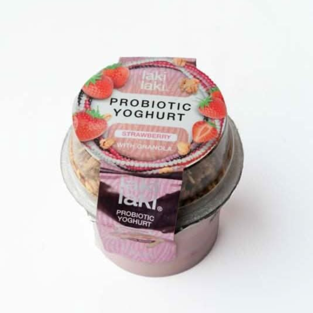 LAKI LAKI 105G PROBIOTIC YOGHURT STRAWBERRY W GRANOLA